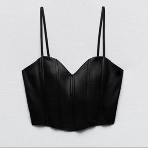 Zara Faux Leather Corset Top NWT
